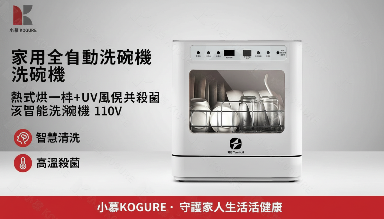 【小慕KOGURE】家用全自動洗碗機推薦!台式洗烘一體、熱風烘乾+UV殺菌,小家庭廚房救星!